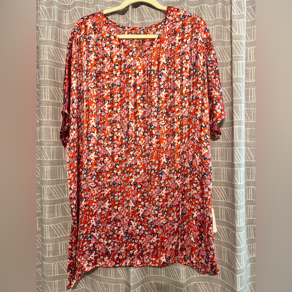 Multi-colored sheer oversized top